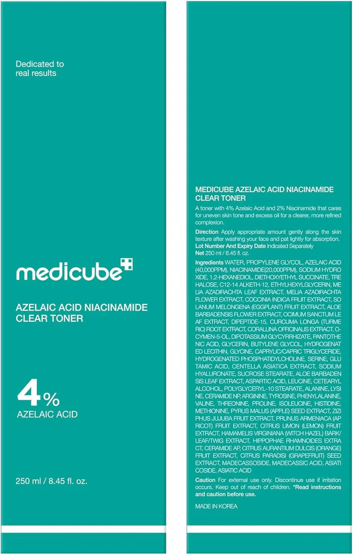 MEDICUBE Azelaic Acid Niacinamide Clear Toner – Refine & Brighten Daily- 250 ml
