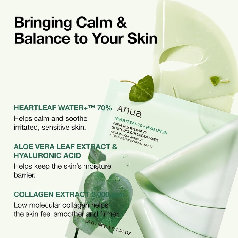 Anua – Heartleaf 70 Soothing Collagen Mask