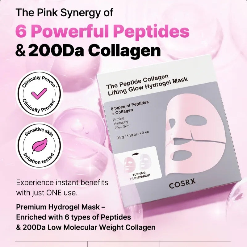 Cosrx  - The Peptide Collagen Lifting Glow Hydrogel Mask (3pcs)